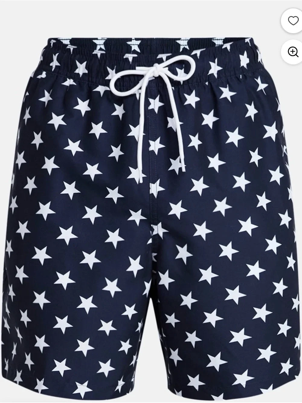 Men's Navy Star-Print Swim Trunks with White Drawstring